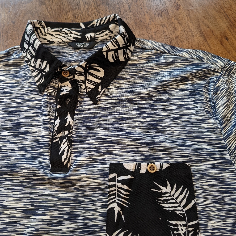 Coofandy Golf Shirt, Size Medium, Black and White